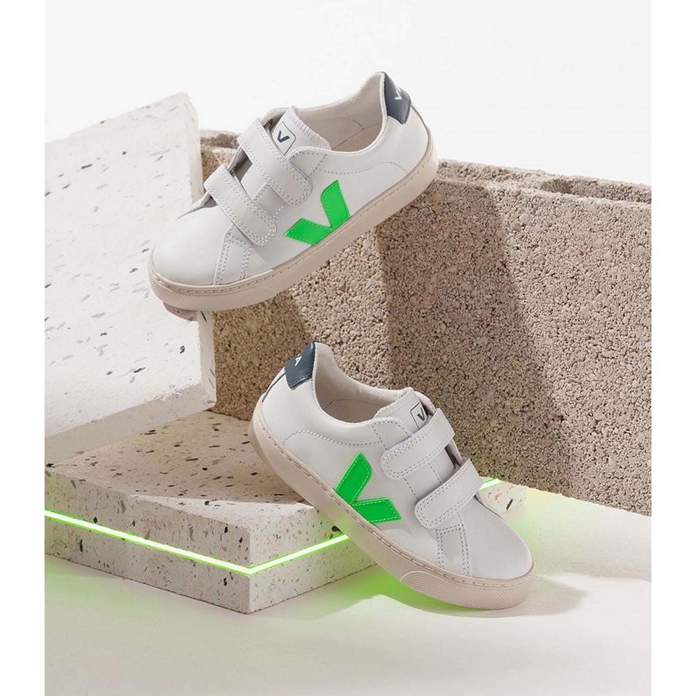 Veja ESPLAR LEATHER Sneakers Kinderen White/Green | NL 816EBC